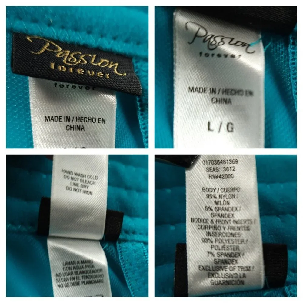 Vintage Bustier Corset Lingerie L Teal Blue Silver Sequin Underwired Pink Ribbon - Picture 8 of 8